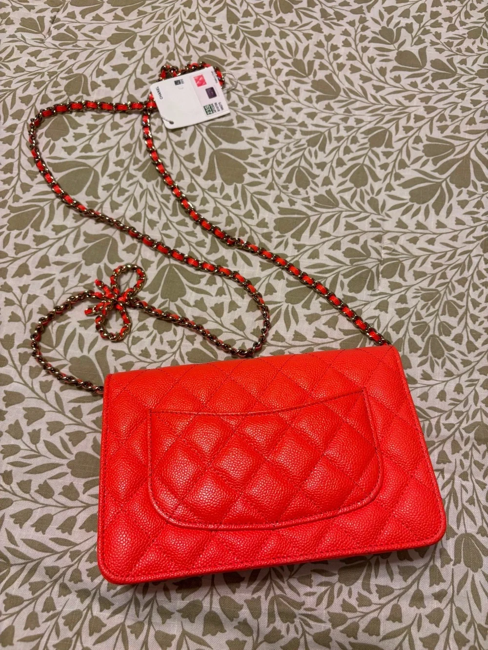 CHANEL Red Quilted Leather Crossbody with Gold Hardware